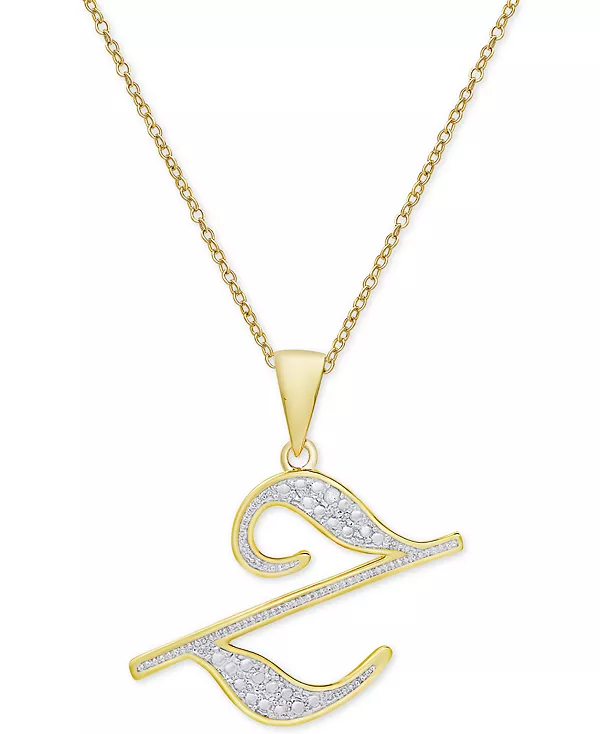 

Ожерелье с кулоном-инициалом в форме бриллианта, 18 дюймов, из серебра, золота и розового золота Macy'S, z/gold