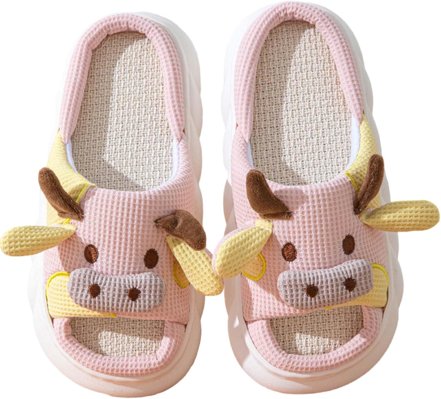 

Тапочки с коровой Aucomfo, животные тапочки для женщин и мужчин, для дома и улицы, для спальни, мягкие и пушистые, забавные тапочки, подарки с коровой, розовый