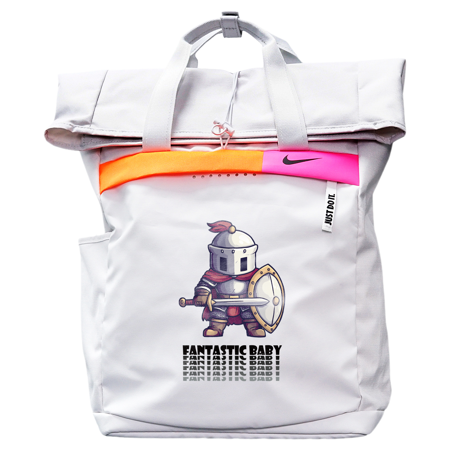 

Nike Тканевый рюкзак унисекс светло-серебристый серый с бейджем, Pixel Knight