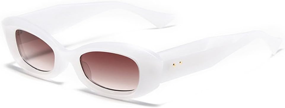 

Ретро-солнцезащитные очки в форме маленького многоугольника для женщин, с градиентным зеркальным покрытием и защитой от УФ-излучения UV400, мужские солнцезащитные очки с заклепками generic, Jelly White Tea