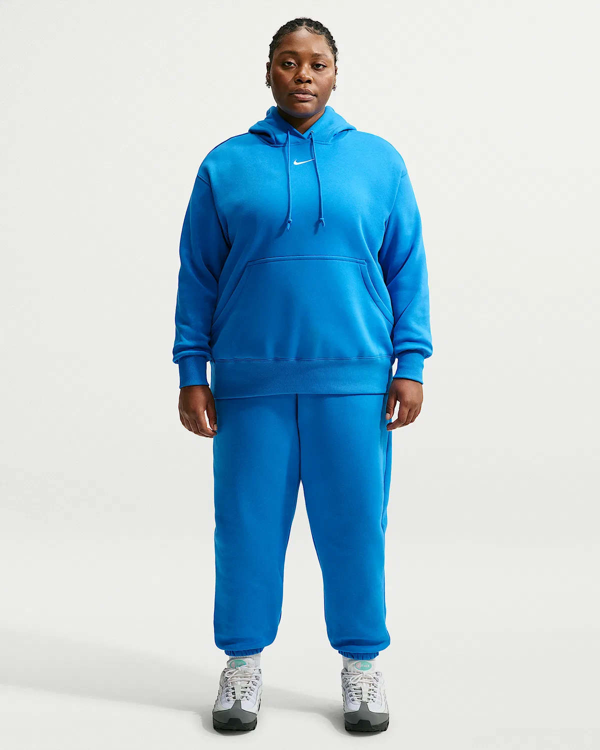 Женский оверсайз худи (большой размер) Nike Sportswear Phoenix Fleece, Light Photo Blue/Sail — фото 4