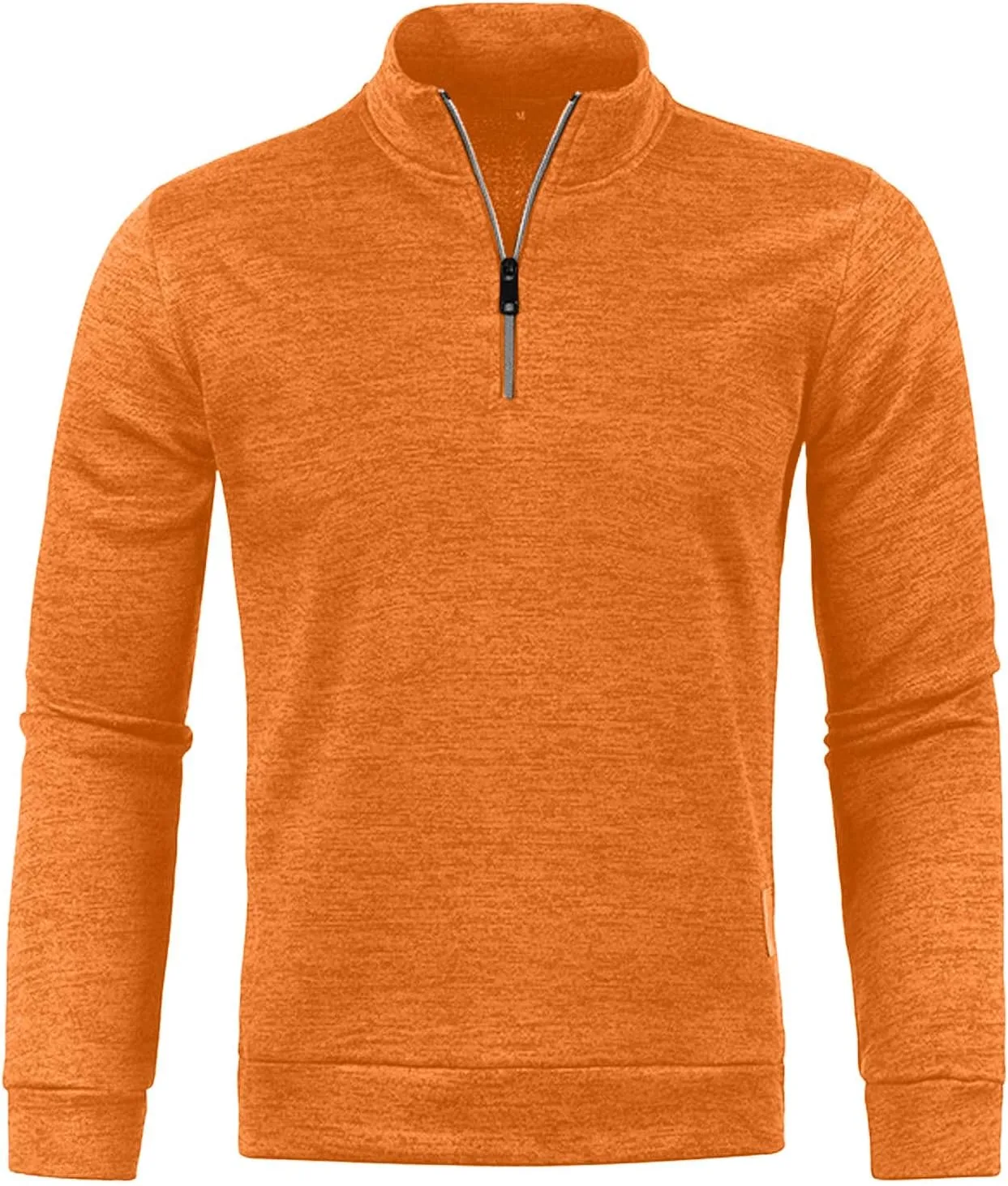 

Мужской пуловер с четвертью молнии, длинный рукав, флис, slim fit