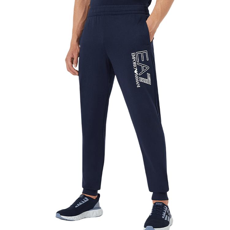 EA7 Вязаные спортивные штаны Мужские синие EMPORIO ARMANI — фото 4