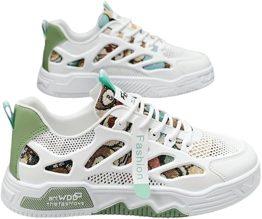 

Мужские дышащие кроссовки Hhhchpm с сеткой, удобные низкие повседневные обувь на шнуровке для повседневного ношения, зеленый