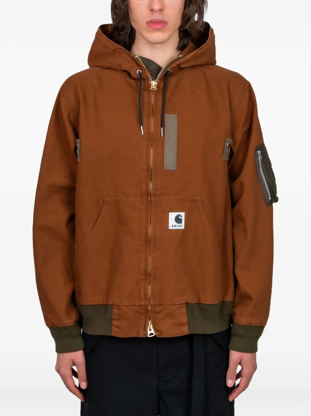 

Худи-куртка X Carhartt WIP из вываренного хлопка Sacai, коричневый