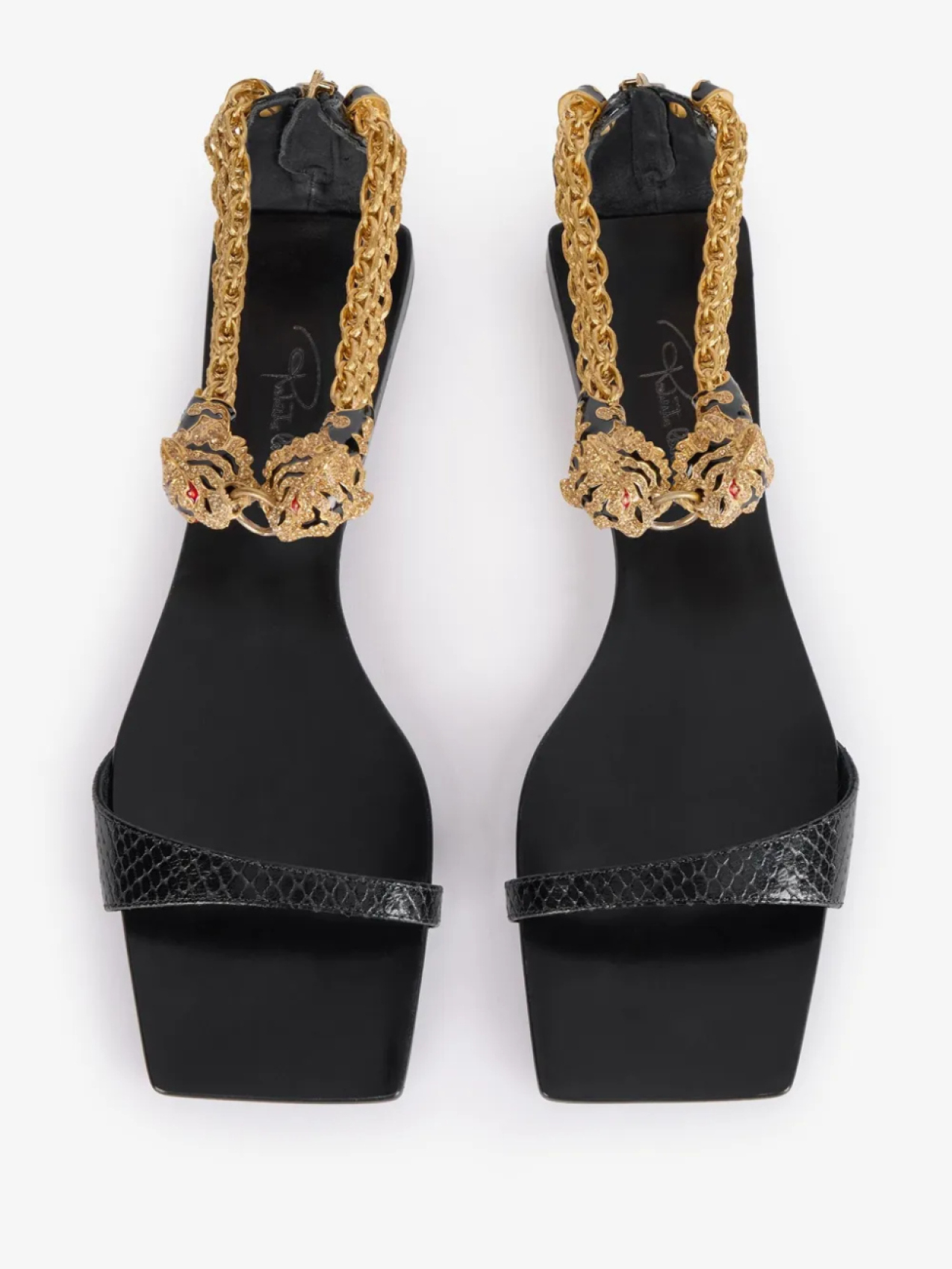 Сандалии на плоской подошве Roberto Cavalli Jewel Tigers, черный — фото 4