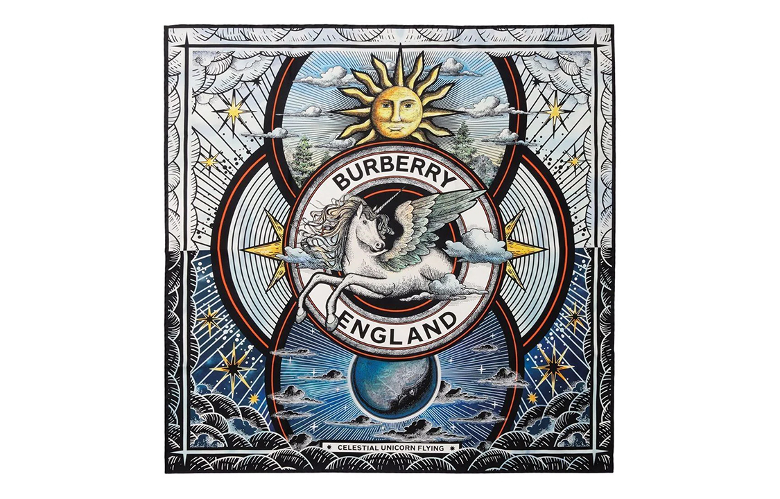 

Шелковый шарф унисекс Burberry, синий