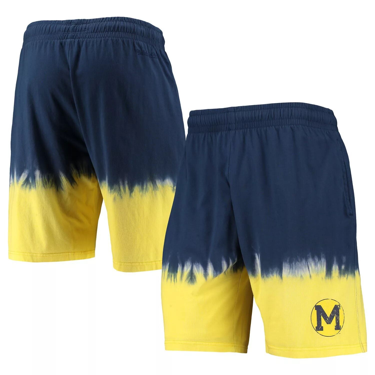 

Мужские шорты Mitchell & Ness темно-синего/золотого цвета с принтом тай-дай Michigan Wolverines