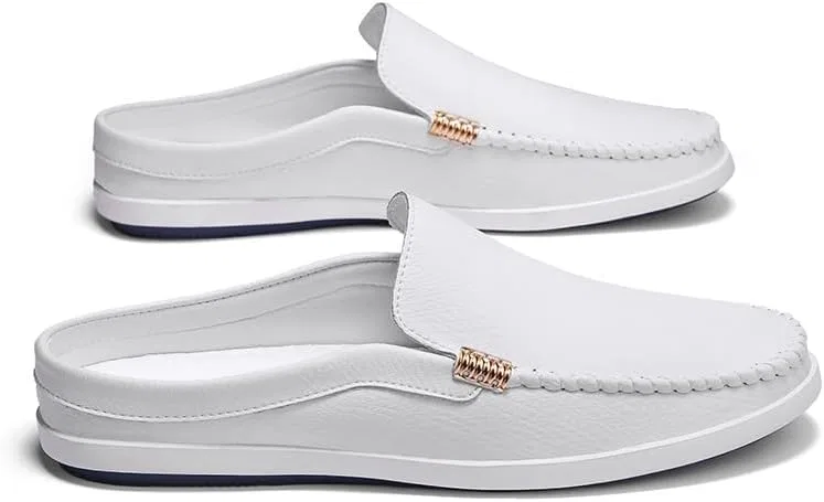 Лоферы мужские из экокожи, Round Toe, белый SayfuR — фото 4