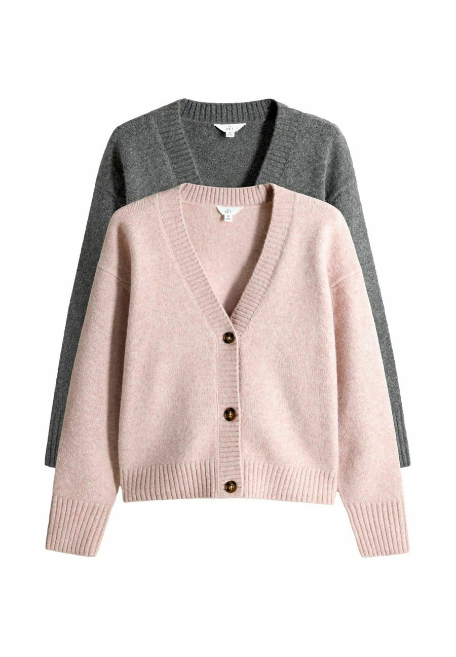 

Кардиган THE SET 2 PACK V- NECK, Light Pink Grey Marl/Light Pink