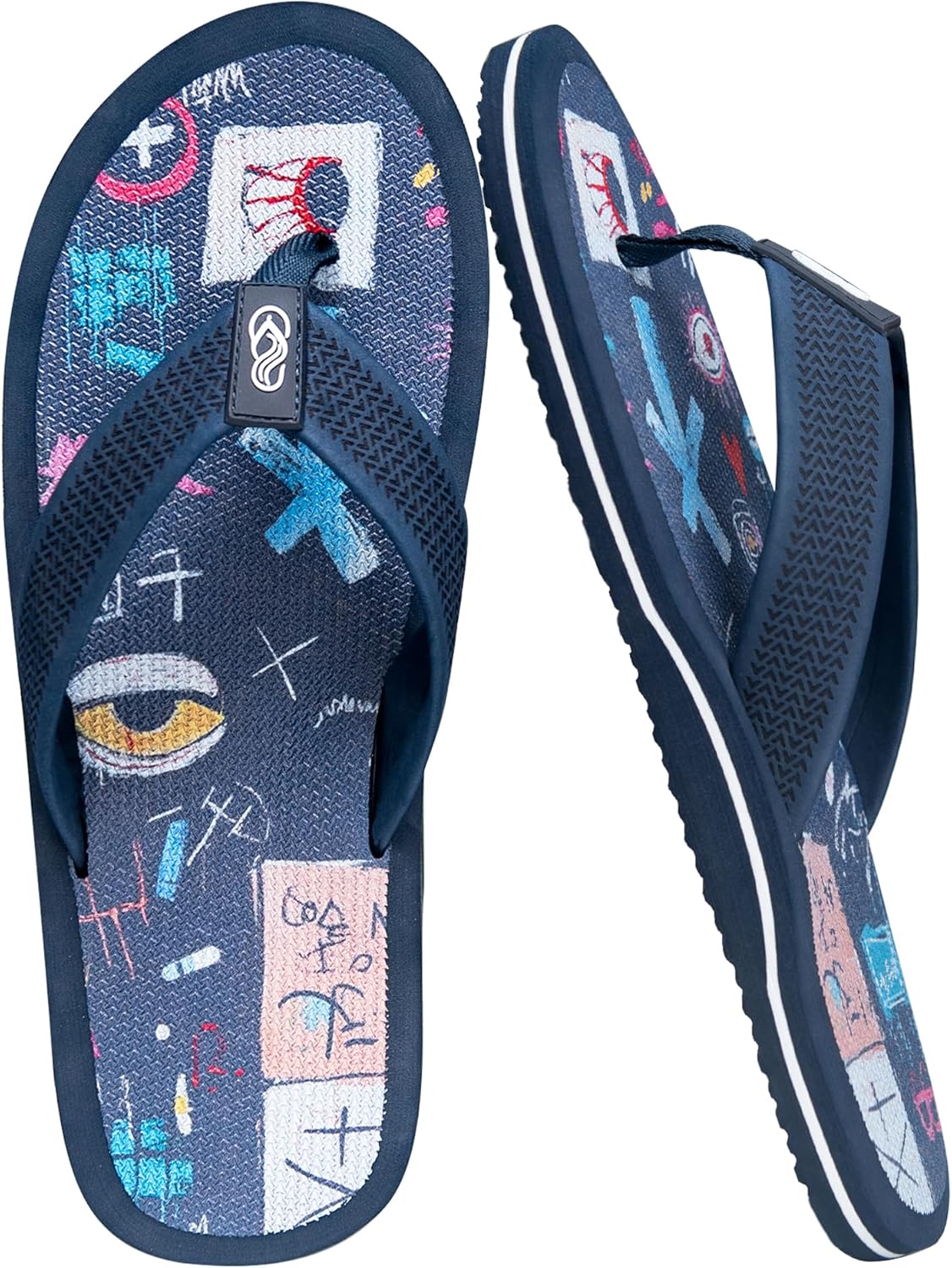 

Мужские вьетнамки и сандалии Elvora с поддержкой свода стопы- противоскользящая текстурированная подошва, водонепроницаемые, для пляжа, Graffiti