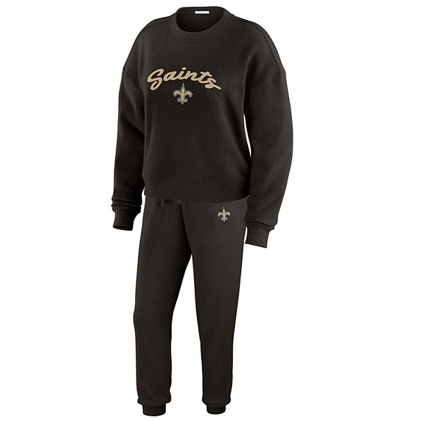 

Женский кремовый лонгслив и брюки New Orleans Saints из трикотажа три-бленд Wear By Erin Andrews