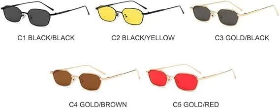 

Солнцезащитные очки для мужчин и женщин - защита UV400 - маленькая металлическая оправа, цветные линзы, для занятий спортом на открытом воздухе и вождения QWBSER, 1