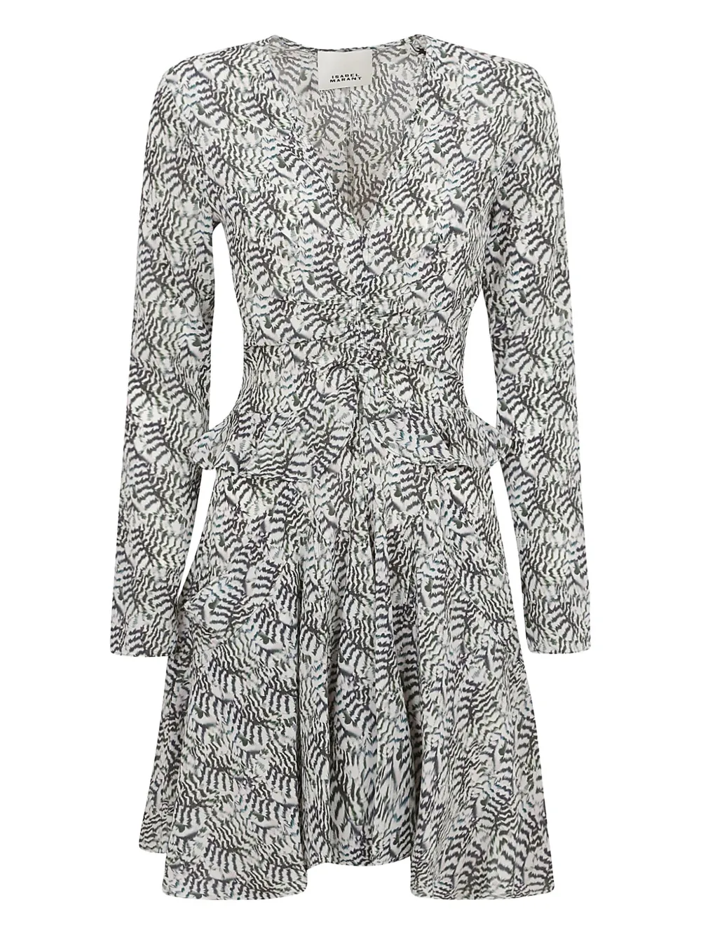 

Платье с v-образным вырезом и оборками ISABEL MARANT, белый