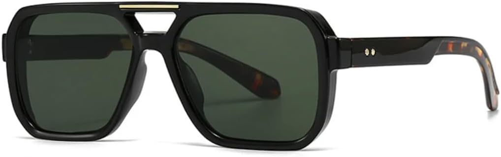 

Модные солнцезащитные очки с двойной перемычкой для женщин и мужчин, в стиле ретро, ​​с заклепками, защита от УФ-излучения UV400, градиентный дизайн для активного отдыха TVTBBVV, Black Dark Green