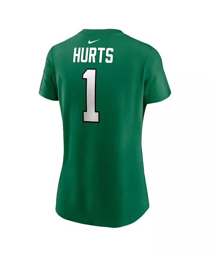 Женская футболка с именем и номером игрока Jalen Hurts Kelly Green Philadelphia Eagles Nike — фото 3