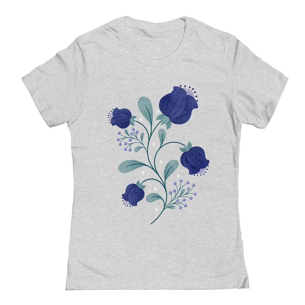 

Голубая футболка с рисунком Junior's Anemones, цвет Heather Gray