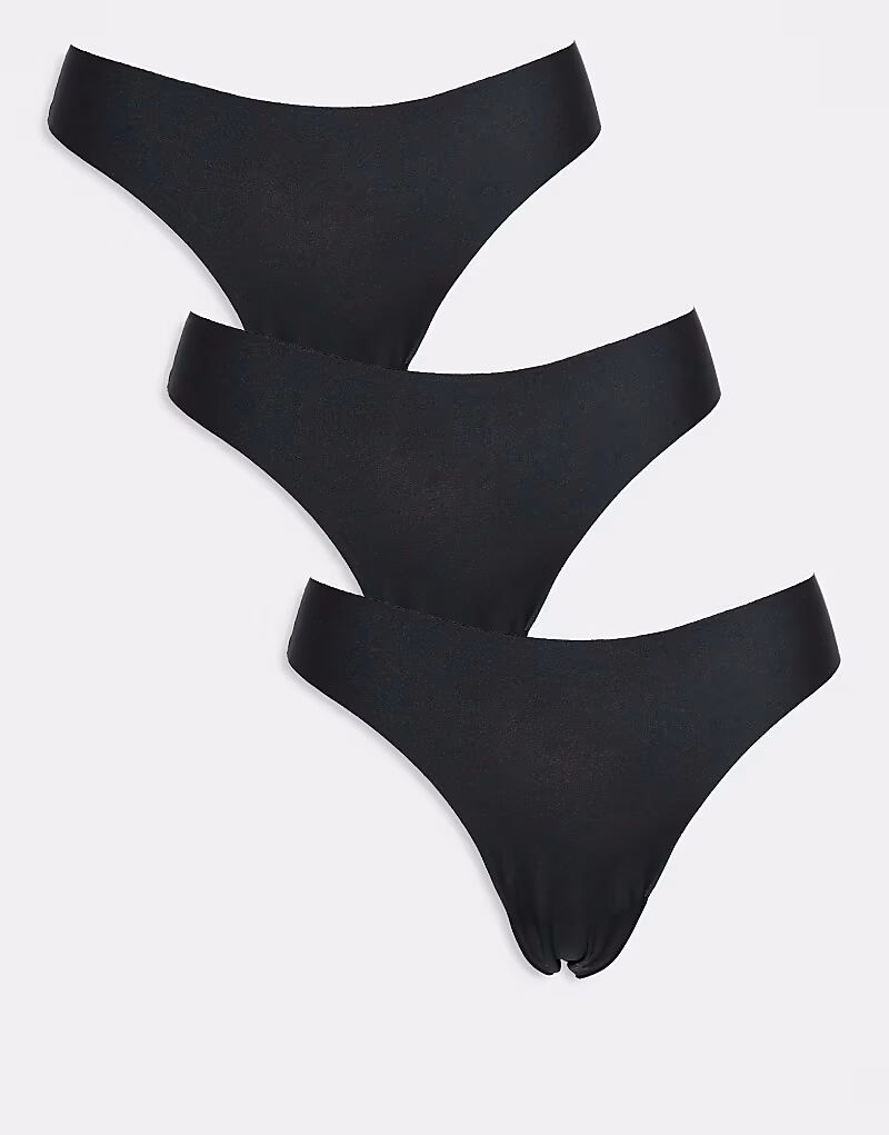 

ASOS DESIGN 3 пары трусиков-стрингов без VPL черного цвета