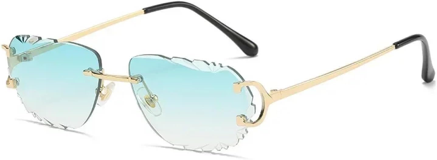 

Солнцезащитные очки с защитой от УФ-излучения UV400 | Безободковые линзы | Женские и мужские | Для занятий спортом на открытом воздухе и вождения DSVIGF, Gold Gradient Green