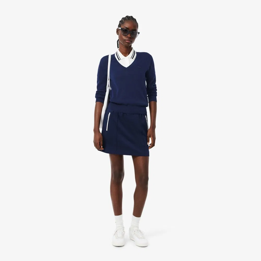 Свитер Lacoste с V-образным вырезом, тёмно-синий — фото 4