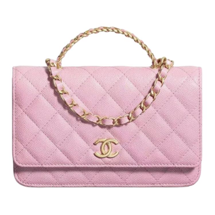 

CHANEL Сумка через плечо из телячьей кожи с зернистым тиснением женская розовая