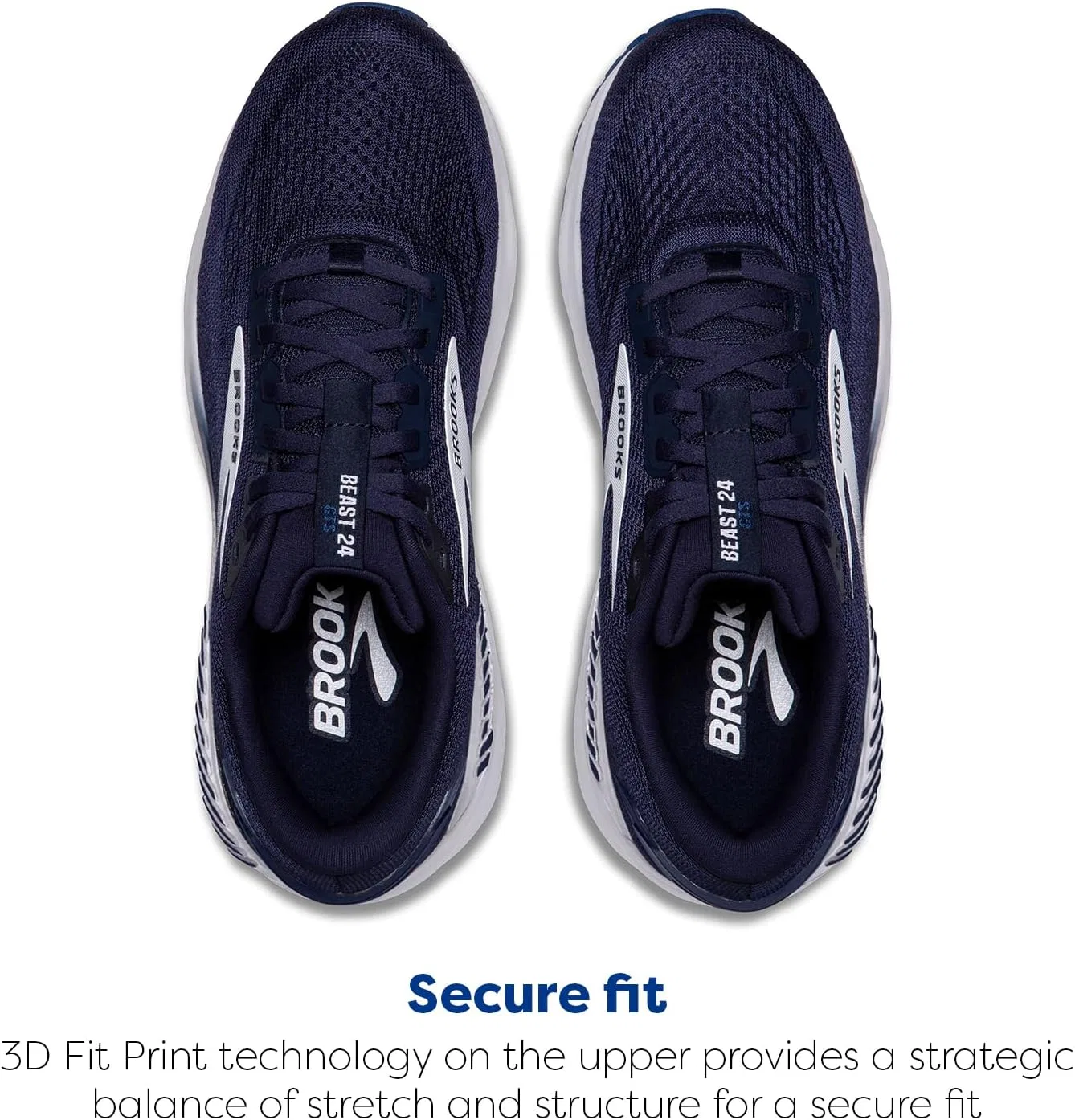 Мужские кроссовки Brooks Beast GTS 24 для бега и ходьбы с хорошей поддержкой стопы, Peacoat True Navy White — фото 4