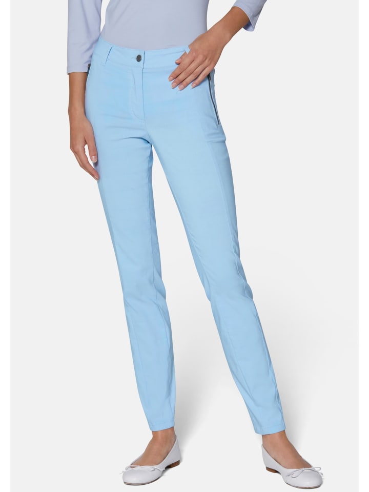 

MADELEINE Узкие брюки с карманами на молнии, синего цвета