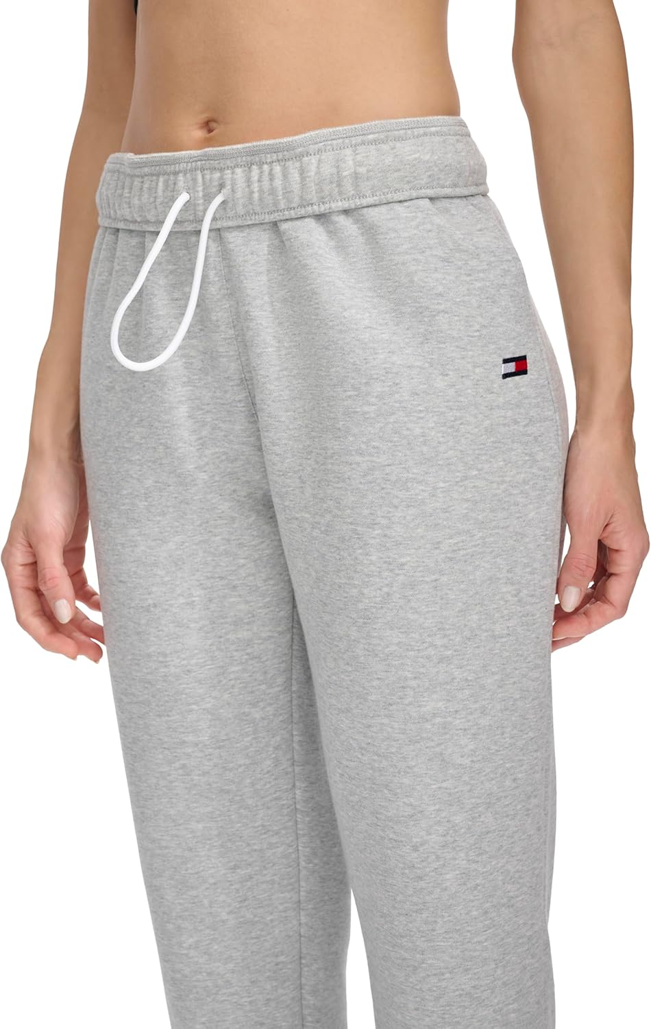 Женские флисовые джоггеры Tommy Hilfiger с вышитым флагом и эластичным поясом, Pearl Heather Grey — фото 4