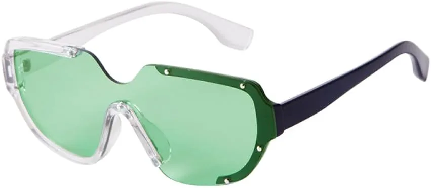 

Модные солнцезащитные очки-комбинезон с заклепками для женщин и мужчин, стильные футуристические большие зеленые солнцезащитные очки-комбинезон MTZJH, C3