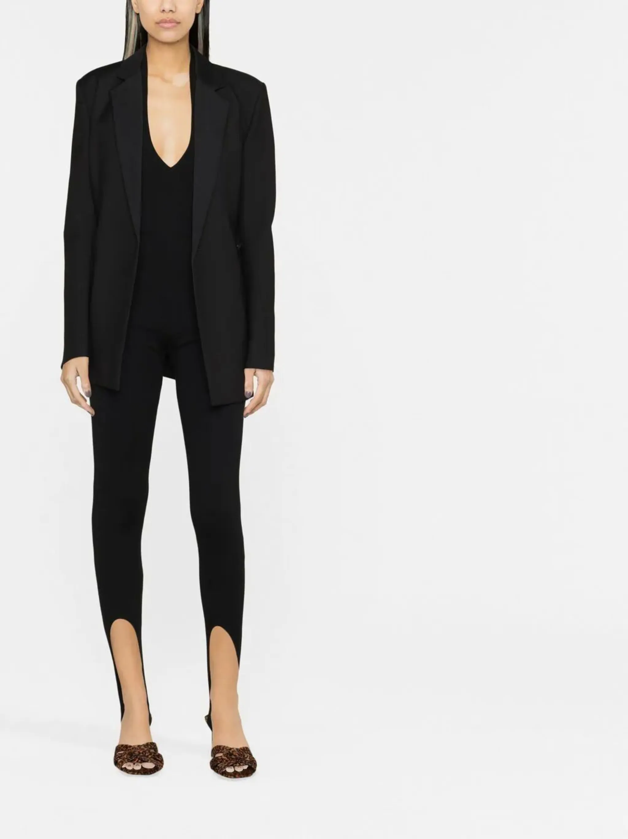 Комбинезон с вырезом халтер и открытой спиной Saint Laurent, черный — фото 2