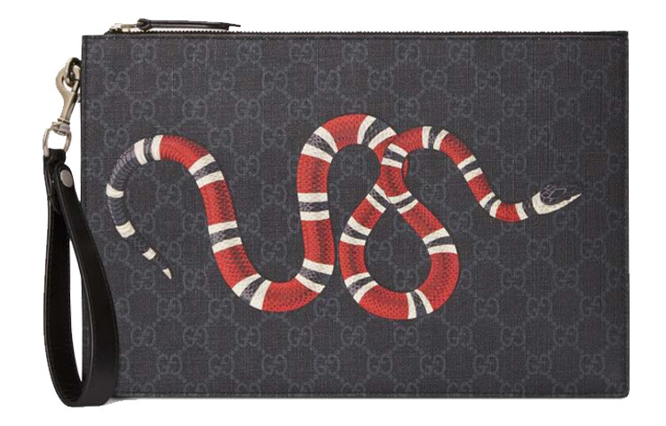 

Мужской клатч Gucci со змеей, серый