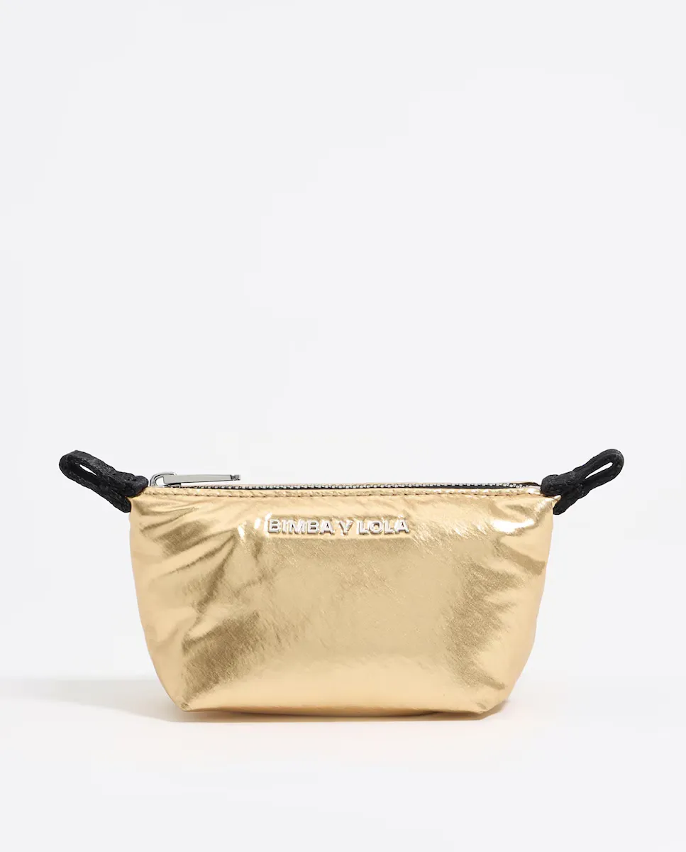 

Женский мини-кошелек трапеции из ткани золотого цвета с эффектом металлик Bimba y Lola