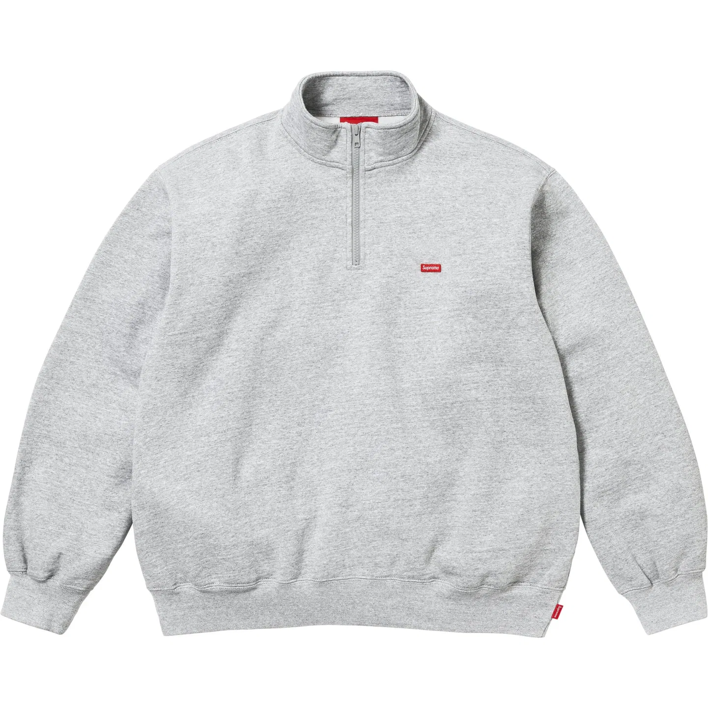 Свитшот Supreme с полумолнией и логотипом, серый