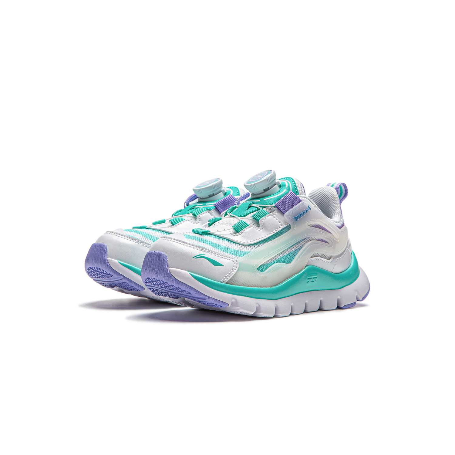 LINING YOUNG Спортивные повседневные кроссовки Standard White/Neon Jade Green/Light Kite Purple детские — фото 4