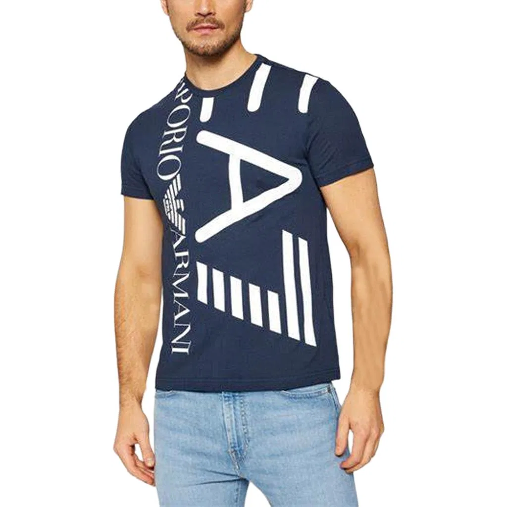 Футболка с круглым вырезом Emporio Armani темно-синяя — фото 3