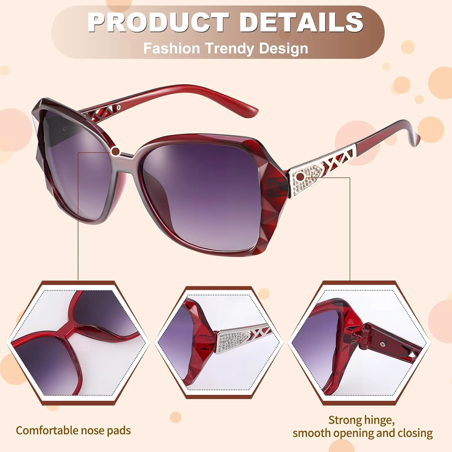 

DragonflyDreams 4 шт. женские большие солнцезащитные очки, защита от УФ-излучения UV 400, классический тренд, блестящая большая оправа, Mix Color - Polarized