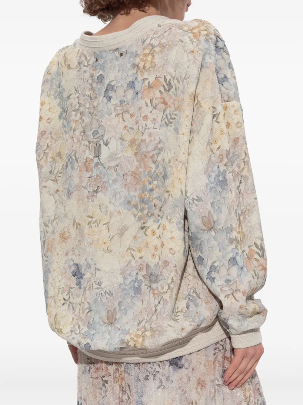 Кардиган с цветочным узором и пайетками GOLDEN GOOSE, нейтральный — фото 4
