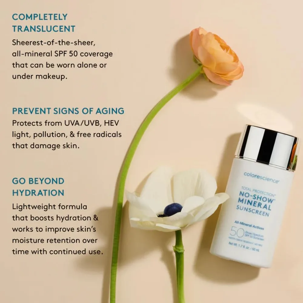 Colorescience Total Protection No-Show Mineral Sunscreen SPF 50, 100% невидимый полностью минеральный солнцезащитный крем для всех оттенков и типов кожи. 50 мл (1 шт.), blue — фото 4