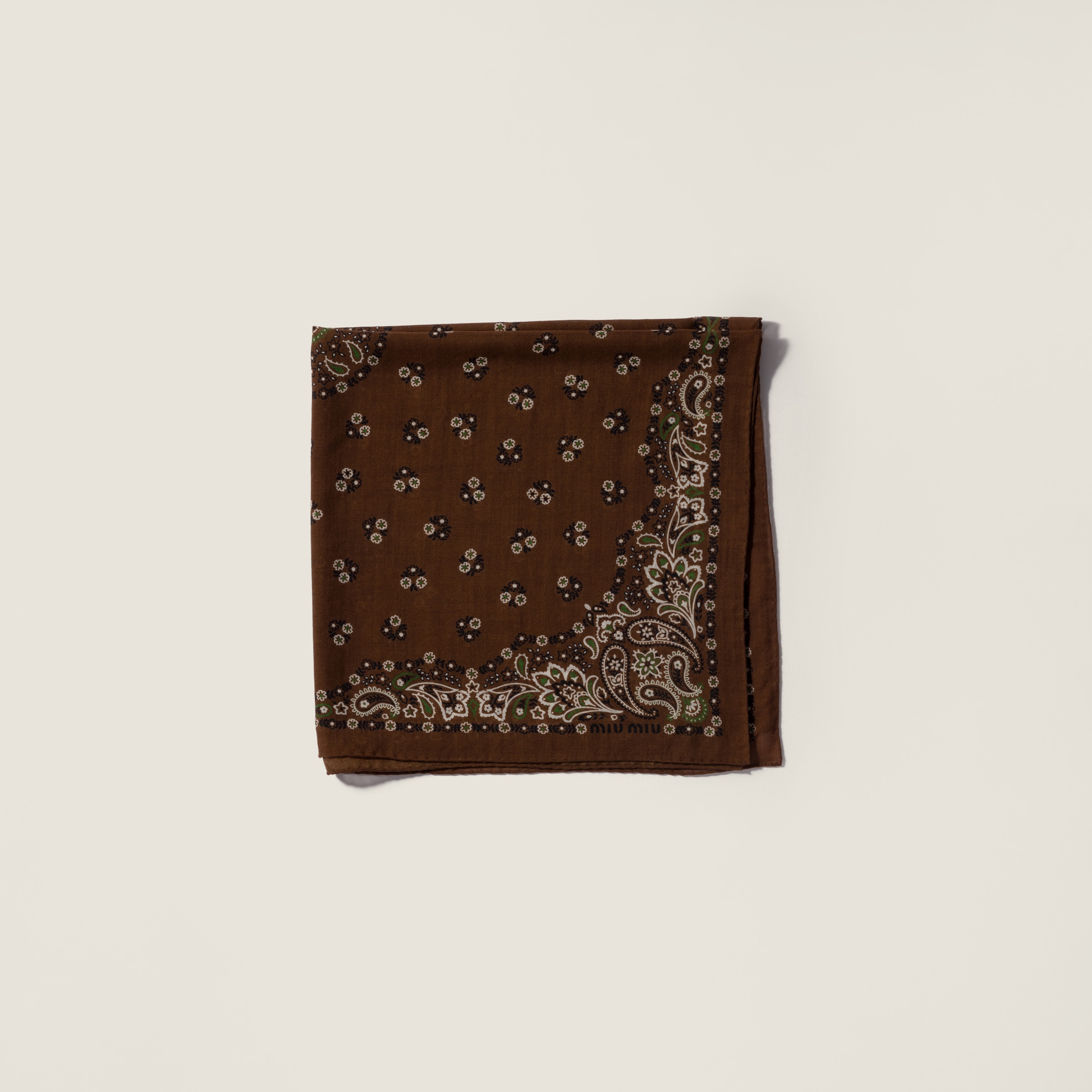 

Шарф из шерсти и кашемира с принтом MIU MIU, зеленый