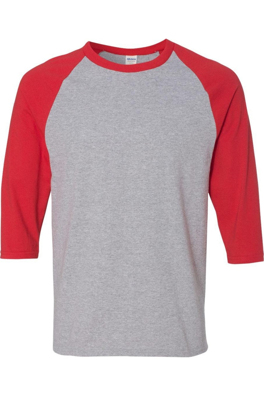 

Футболка Gildan Heavy Cotton с рукавом реглан три четверти, цвет sport grey/ red