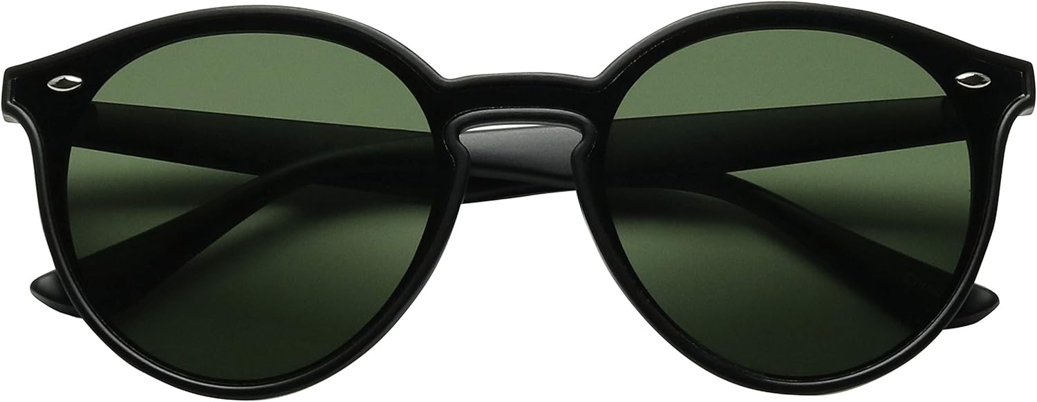 

Солнцезащитные очки ShadyVEU Oversized Round Cat Eye с оправой P3 в форме замочной скважины, ретро-стиль, тонированные плоские линзы, оправа в виде рога, минималистичный дизайн, Matte Black Frame/Green Lens