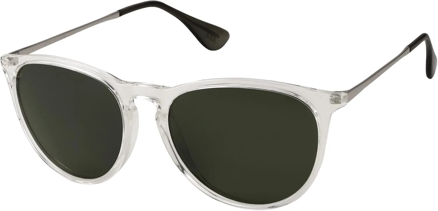 

Женские поляризованные солнцезащитные очки JOOX в винтажном стиле, круглые дизайнерские солнцезащитные очки с линзами, защищающими от УФ-излучения, Transparen/Green