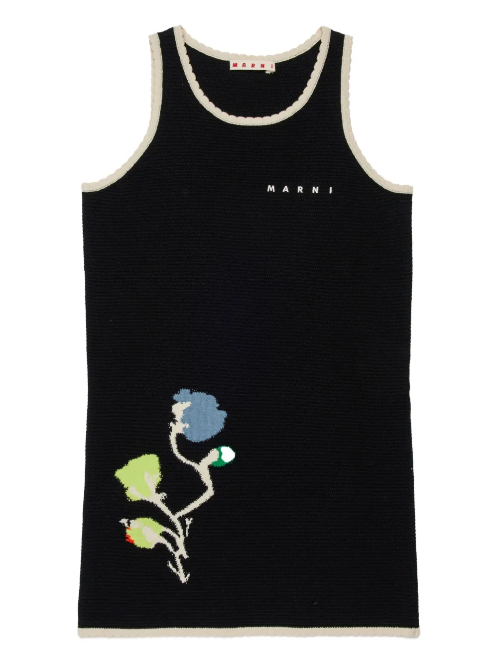 Платье с цветочной отделкой Marni Kids, черный