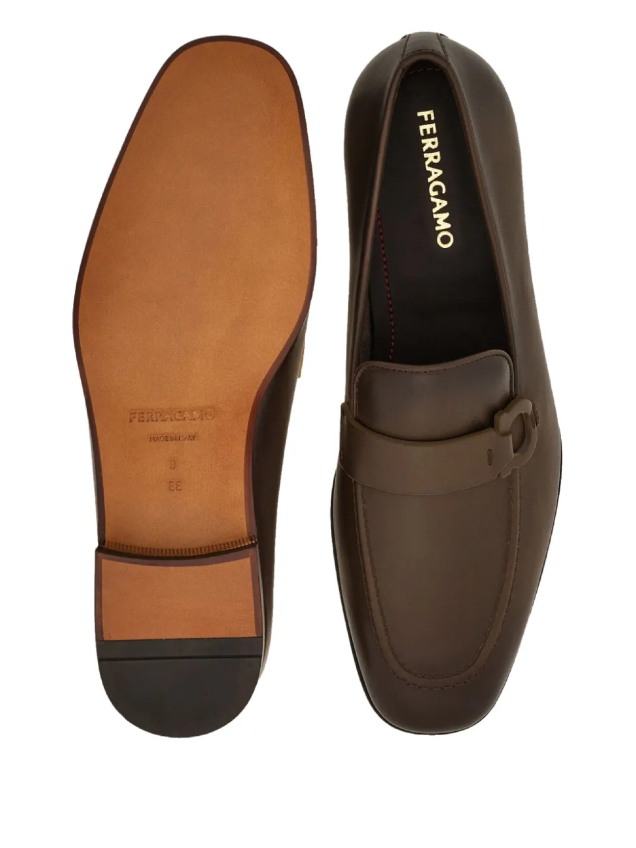 Лоферы с декором Gancini Ferragamo, коричневый — фото 4