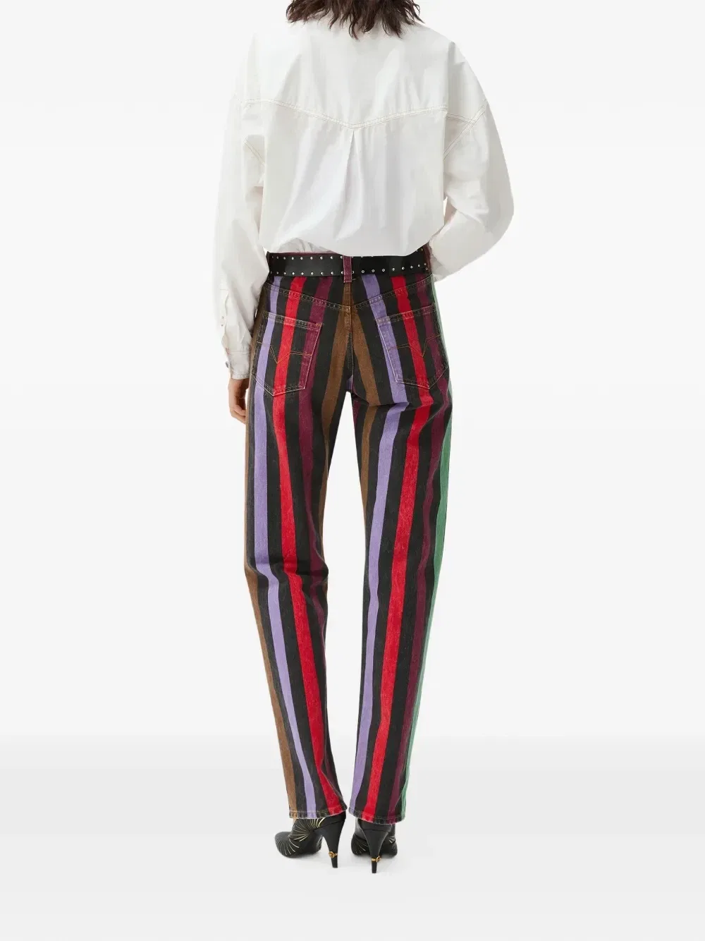 Прямые джинсы в полоску VERSACE, синий — фото 3