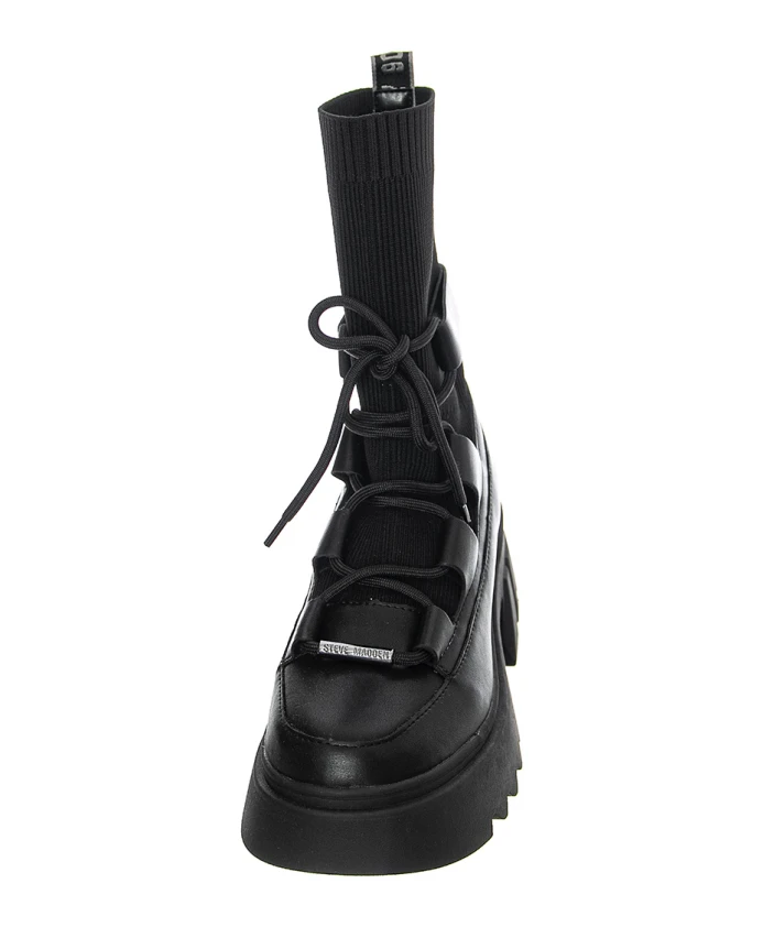 Женские ботильоны Steve Madden кожаные на шнуровке, черный — фото 3