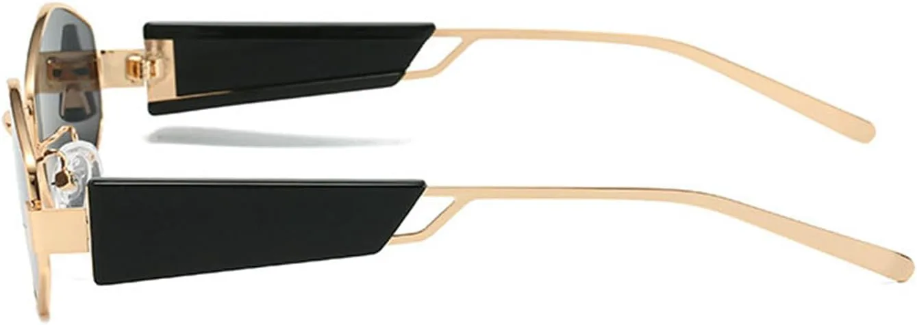 

Солнцезащитные очки Willochra Fashion Irregular Polygon Sunglasses Women Retro Clear Ocean Lens Shades UV400 Trending Men Hexagon Sun Glasses, Gold Black