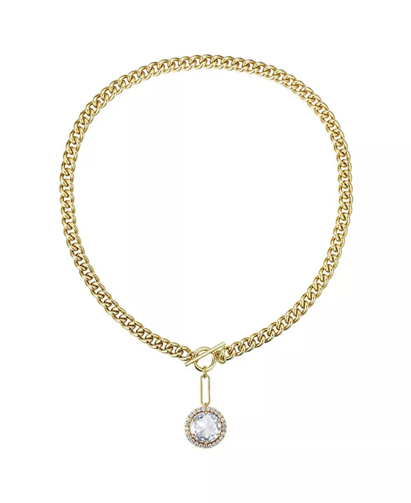 

Ожерелье-Цепочка панцирного плетения с покрытием из 14-каратного золота и прозрачными кубическими циркониями Rachel Glauber, gold