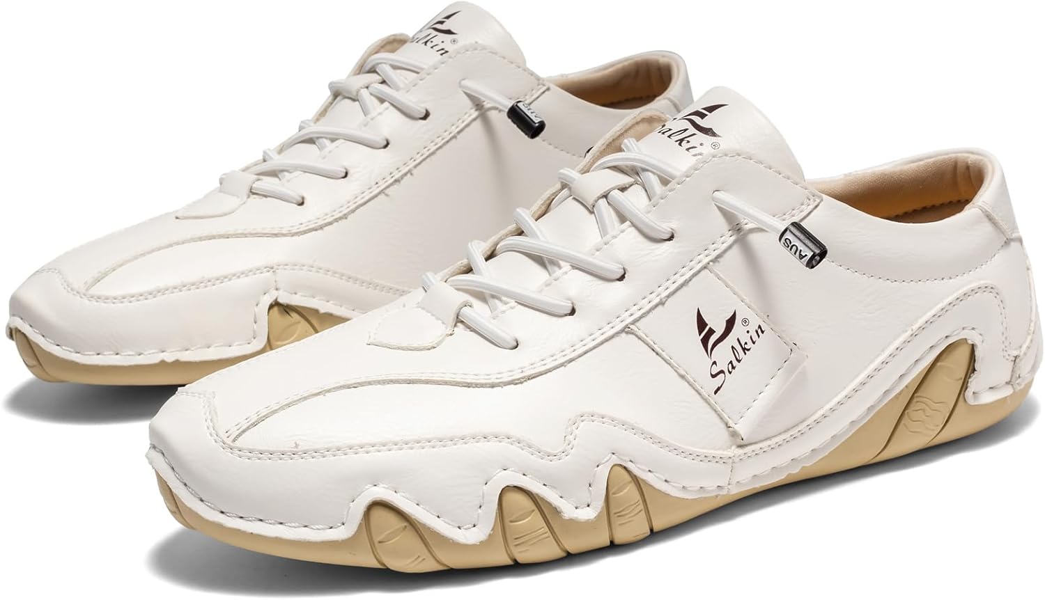 

Мужские водонепроницаемые замшевые повседневные кроссовки для походов, кемпинга и вождения на все сезоны, ретро, с ручной прострочкой, округлым носком, эластичной шнуровкой, для активного отдыха, мягкие и удобные модные кроссовки Glbdu, белый