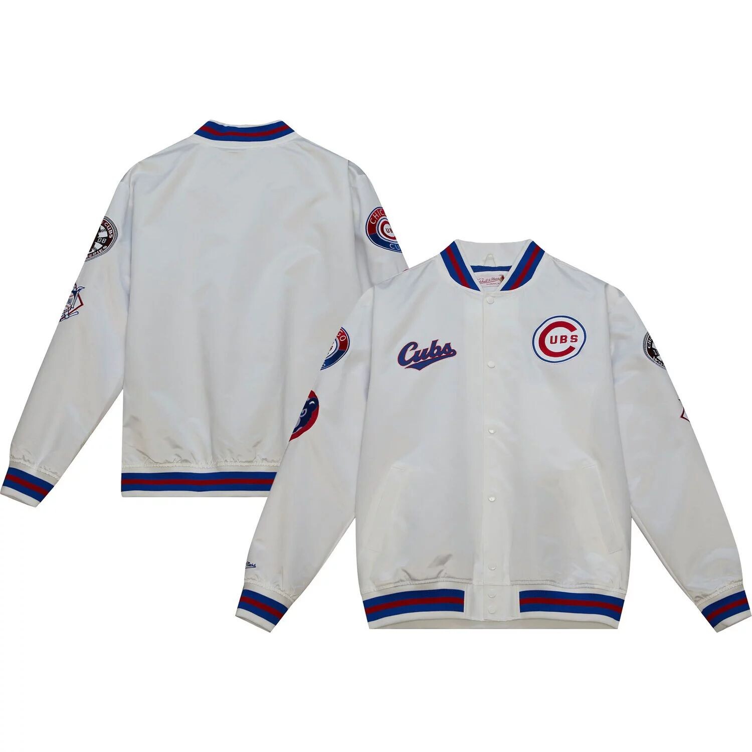 

Мужская белая атласная университетская куртка с длинными кнопками Mitchell & Ness Chicago Cubs City Collection, Белый, Мужская белая атласная университетская куртка с длинными кнопками Mitchell & Ness Chicago Cubs City Collection
